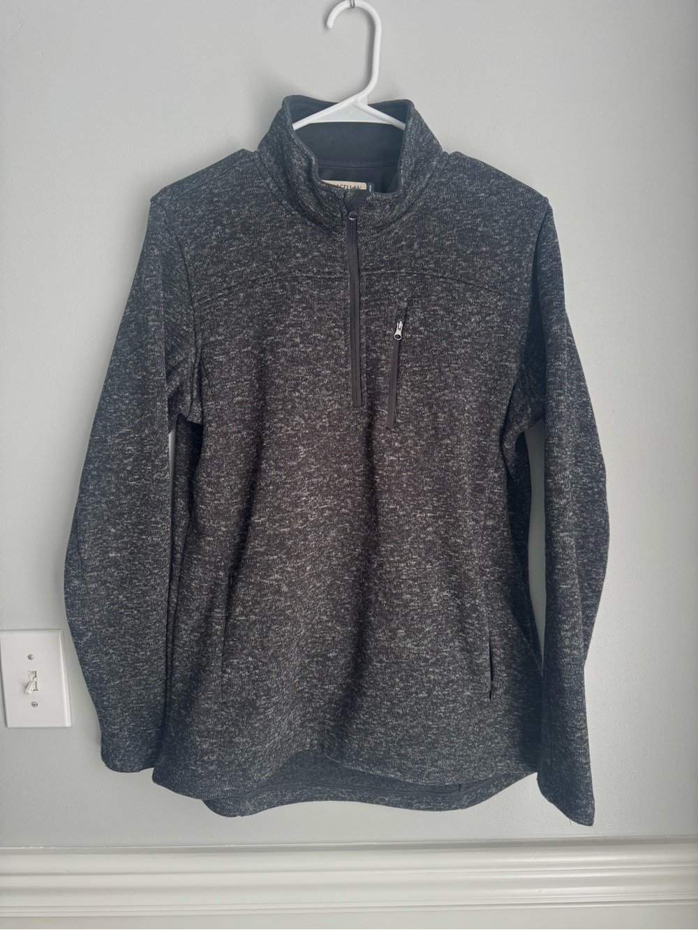Magellan-Womens Black/Charcoal Heather Quarter-Zip Jacket